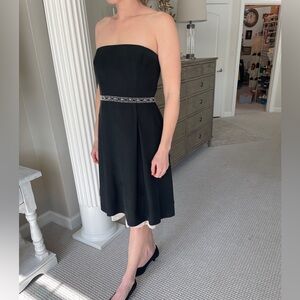 Ann Taylor Black Strapless Dress with Silver Accents